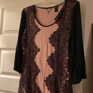 BKE black and pink lace shirt from Buckle
